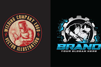 do emblem welder welding company logo design illustration