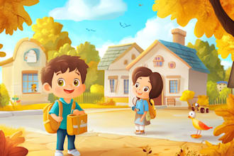 design children book cover illustration and kids