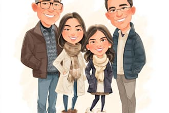 draw family caricature portraits, caricature cartoon photo