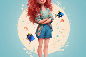 amazing portrait with disney cartoon style