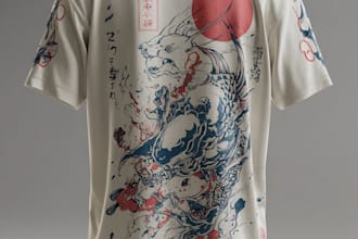 draw japanese t shirt illustration for clothing brand