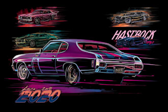 draw car, food truck, van and motorcycle for t shirt design