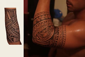 draw a original polynesian and tribal tattoo design