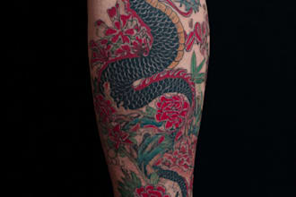 design a linework and geometric style tattoo design