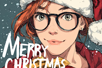 hand draw christmas, birthday, greeting, custom card