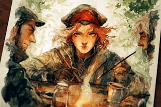 make a digital watercolor character art or furry