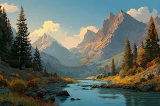 create a landscape and urban vector art illustration