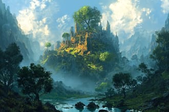 illustrate a eerie gothic fantasy landscape