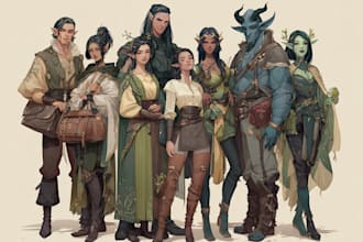 create a custom dnd party character illustrations