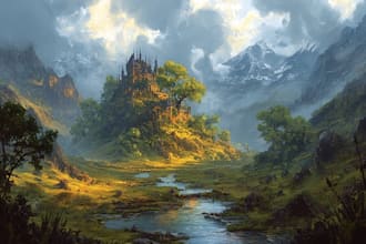 design a unique, magical landscape for your book cover