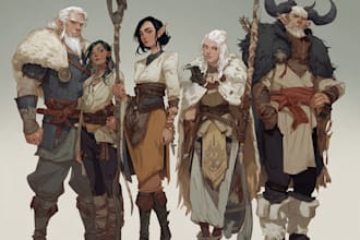 create a custom dnd party character illustrations