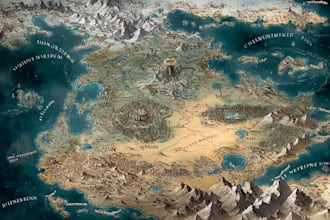 create a high quality detailed fantasy map for dnd and fiction