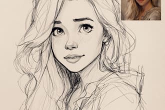 draw a portrait in semi realism disney cartoon style