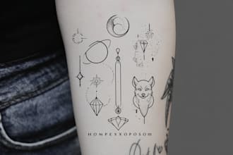 make a line art design and minimalist tattoo for you