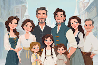 design a professional disney family portrait