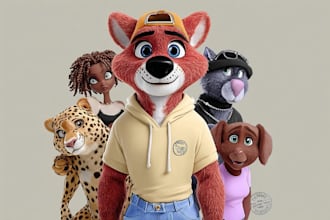 draw custom animal cartoon illustration