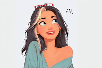 do cute disney cartoon portrait