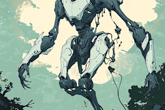 draw a mecha robot art and illustration