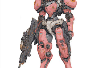 draw amazing character mecha robot illustration