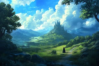develop fantasy landscape and all concept art illustration