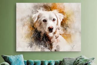 custom dog cat pet watercolor portrait digital watercolor effect wall art