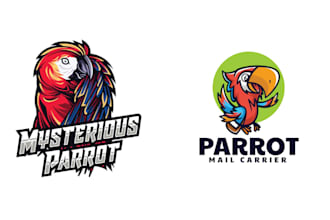 create high quality parrot waiters cartoon mascot logo