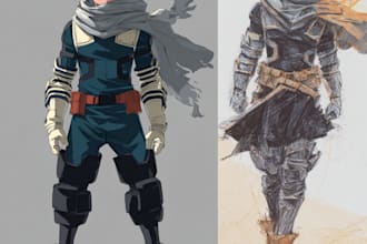 make concept art superhero character for anime style comic