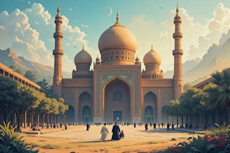 make muslim flat illustration and islamic graphic