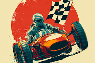 create racing illustration for t shirt design