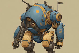 illustrate anime style mecha