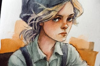 make a digital watercolor character art