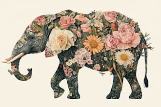draw an animal and botanical illustration