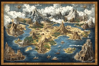 hand draw a fantasy map with digital
