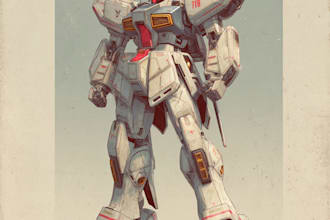 design mechanical robot warriors in anime style