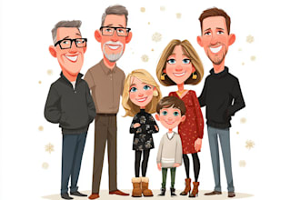 draw your office christmas card, holiday funny cartoon caricature card