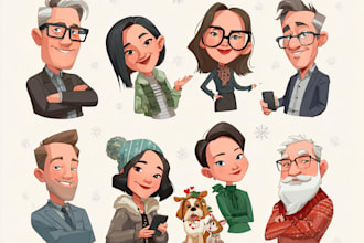 draw awesome cartoon caricature for gift, christmas card