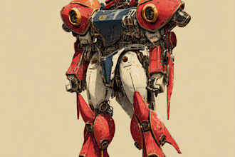 design sci fi mecha robots with weapons and armor