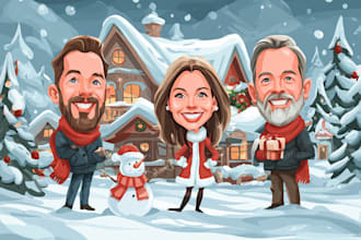 draw christmas cartoon caricature