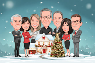 draw awesome cartoon caricature for gift, christmas card