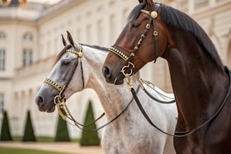 royal riding horses portrait in high quality