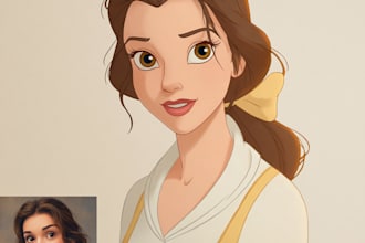 draw an portrait into cartoon disney