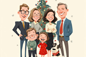 draw awesome cartoon caricature for gift, christmas card