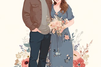 do realistic family portrait, couple art