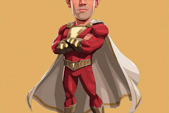 design premium superhero caricature character