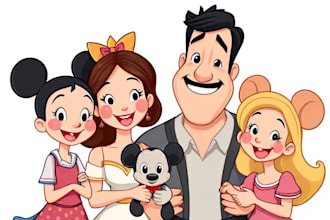design a professional disney family portrait