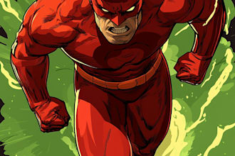 make a comic book illustration, comic superhero character