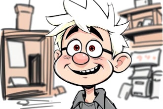 draw a cartoon character in a funny sketch