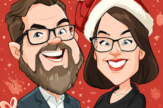 draw unique christmas cartoon caricature