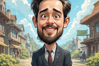 create an cartoon caricature cartoon art