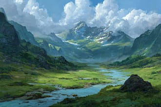 draw  fantasy landscape illustrations